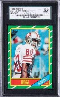 1986 Topps #161 Jerry Rice Rookie Card - SGC NM-MT 88